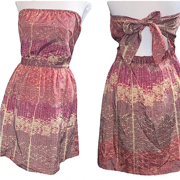 ECOTE: Strapless Abstract Tie Back Dress - Size Large - Picture 1 of 14